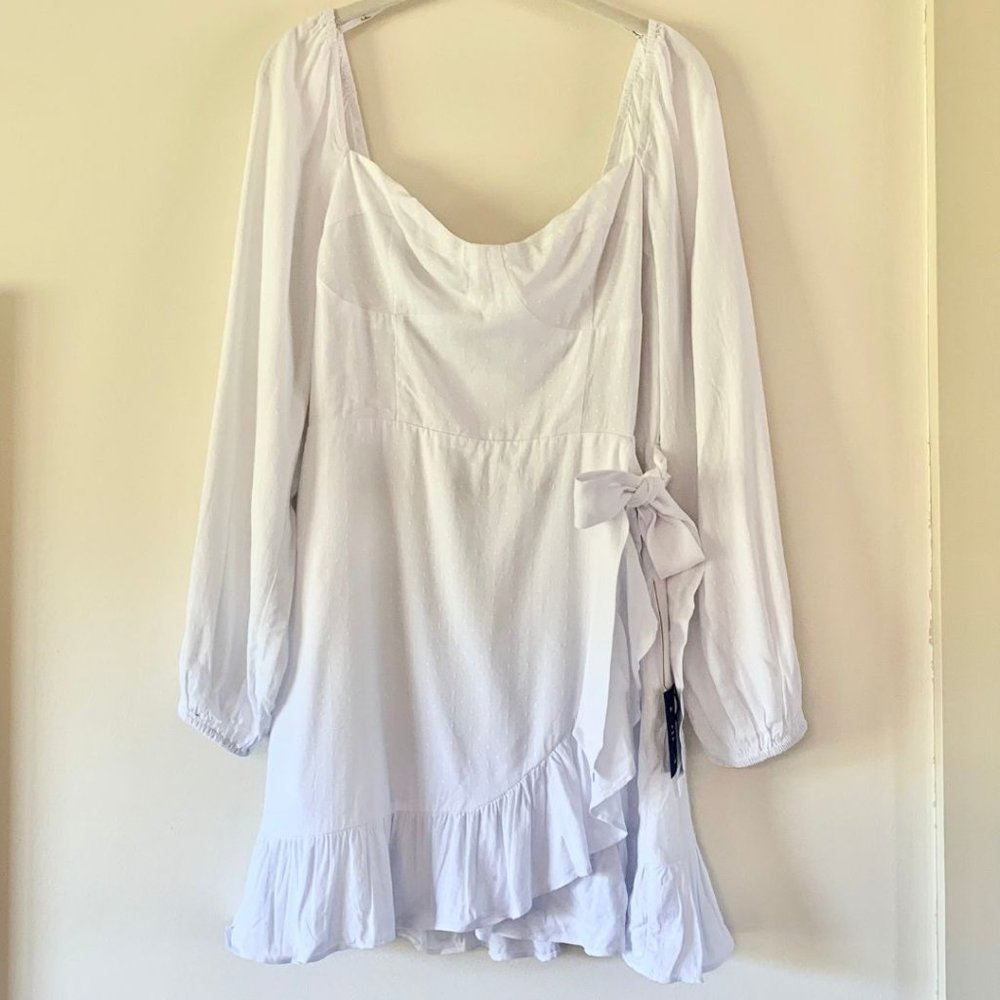 Lulus White Ruffled Balloon Sleeve Mini Dress Medium